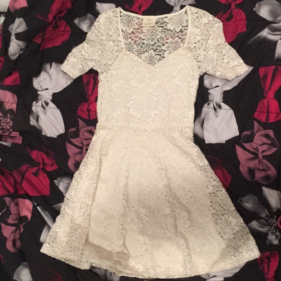 Urban Outfitters Dresses & Skirts - Cute cream colored lace skater dress, worn TWICE